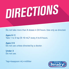 Children's Benadryl Allergy Liquid, 8 Fl. Oz (Pack of 2)