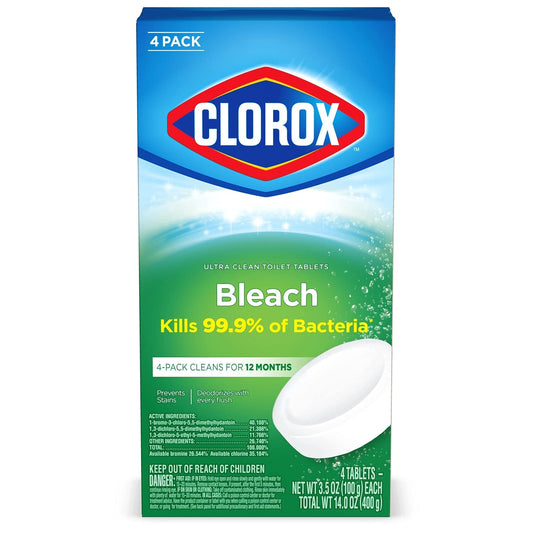 Clorox Ultra Clean Toilet Tablets Bleach 3.53 Ounces, 4 Count (Package May Vary)