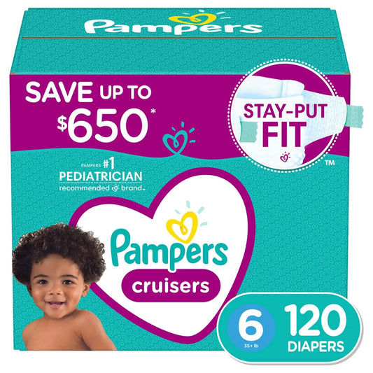 Pampers Cruisers Diapers - Size 6 (35+ Pounds), 120 Count
