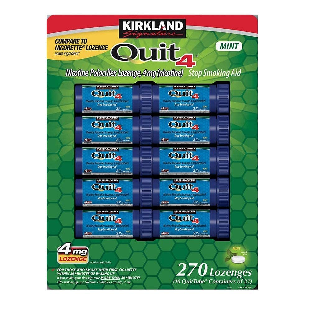 Kirkland Signature Quit4 4mg Lozenge Mint 270 Count - Set of 3
