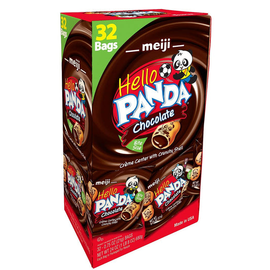 Meiji Hello Panda Cookies, Chocolate Cr�me Filled - 32 Count, 0.75oz Packages - Bite Sized Cookies with Fun Panda Sports