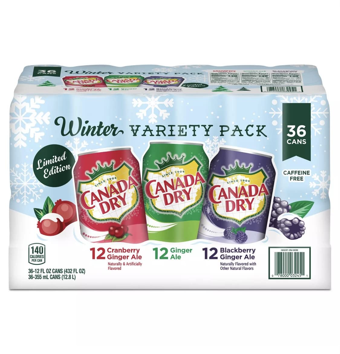 Canada Dry Winter Variety Pack, 12 Ounce (36 Pack)