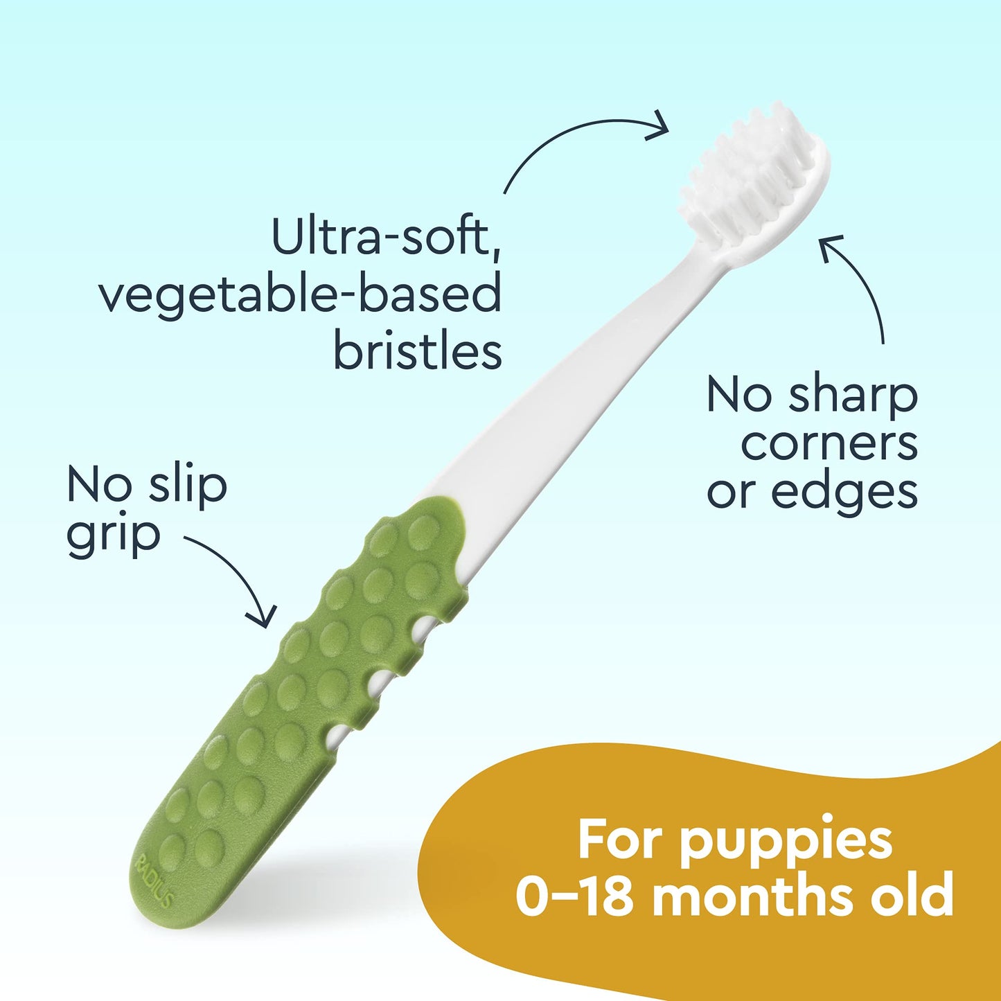 RADIUS USDA Organic Dental Solutions Puppy Kit 1 Unit, 1 Dog Toothbrush & 1 0.8oz Toothpaste, Ultra Soft Bristle & Non Toxic Toothpaste for Dogs, Designed to Clean Teeth, Xylitol Free