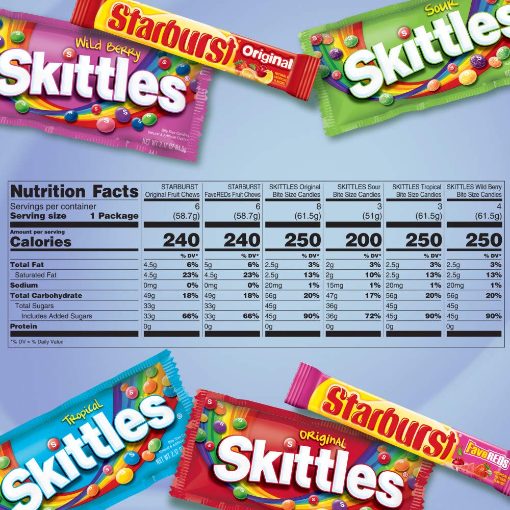 SKITTLES & STARBURST Candy Full Size Variety Mix 62.79-Ounce 30-Count Box
