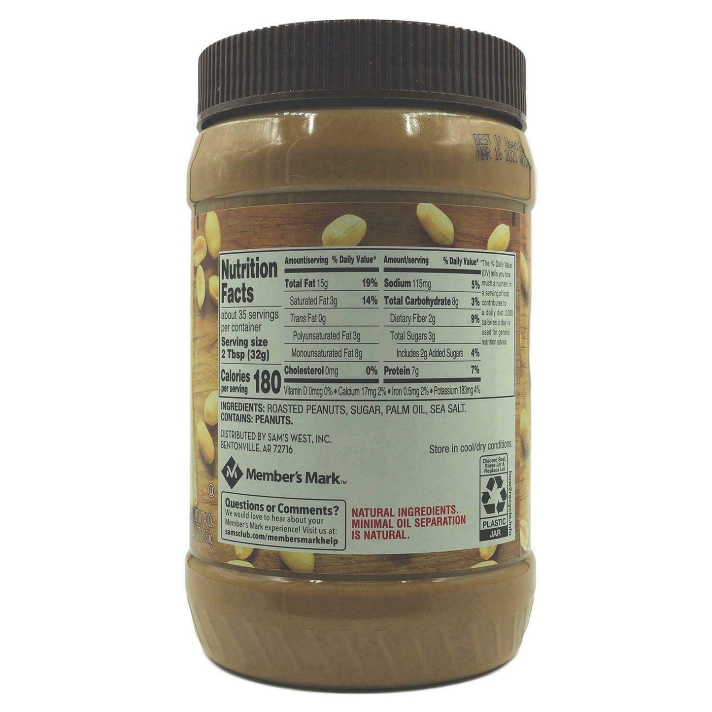 Member's Mark Natural Peanut Butter, 80 Ounce