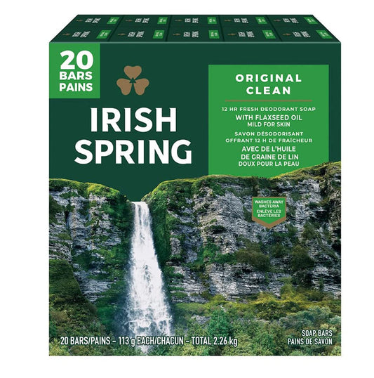 Irish Spring Original Clean Bar Soap for Men, 20 ct.