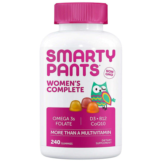 SmartyPants Women's Complete Multivitamin: Non-GMO, Multivitamin Plus Omega 3, Folate, Vitamin D3, Vitamin B, CoQ10, 240 Adult Gummies