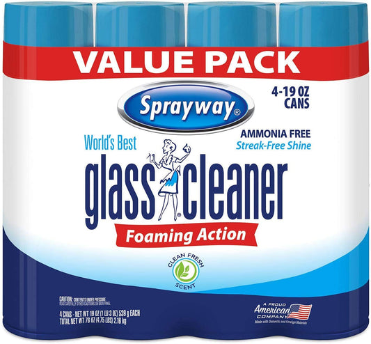 Sprayway 443331 Ammonia Free Glass Cleaner, 19 Oz. (4-Pack) (Packaging May Vary) (4 Case(19 Oz))