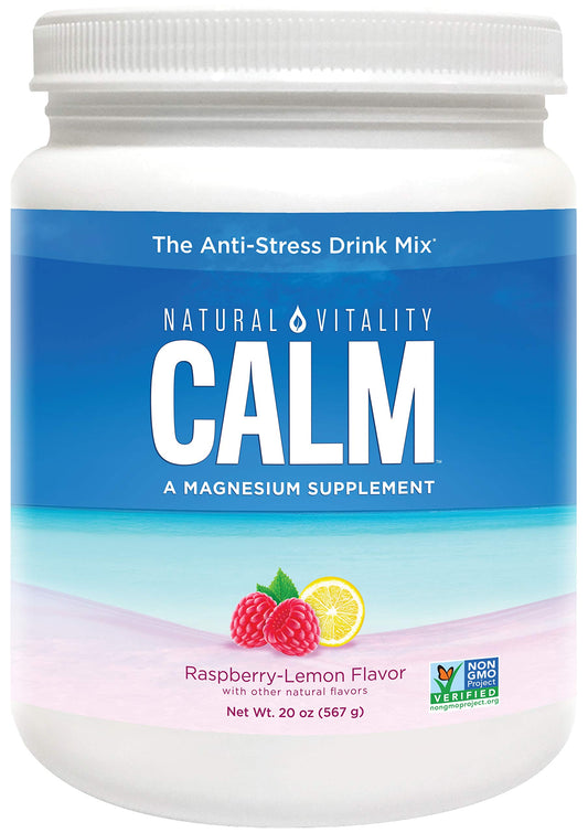 Natural Vitality Calm, The Anti-Stress Drink Mix, Magnesium Supplement Powder, Raspberry Lemon - 20 ounce