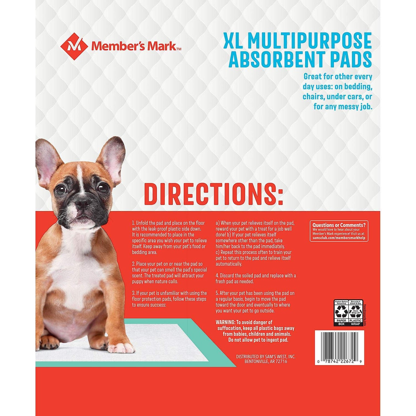Member's Mark Pet Training Pads, 23" x 24" (120 ct.)