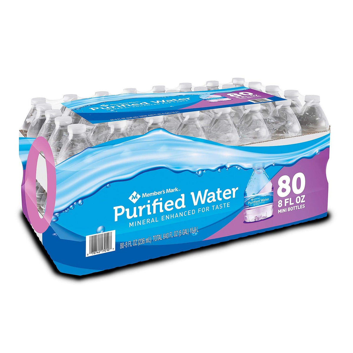 Member's Mark Purified Water (8 Ounce bottle, 80 Pack) (2 Pack)