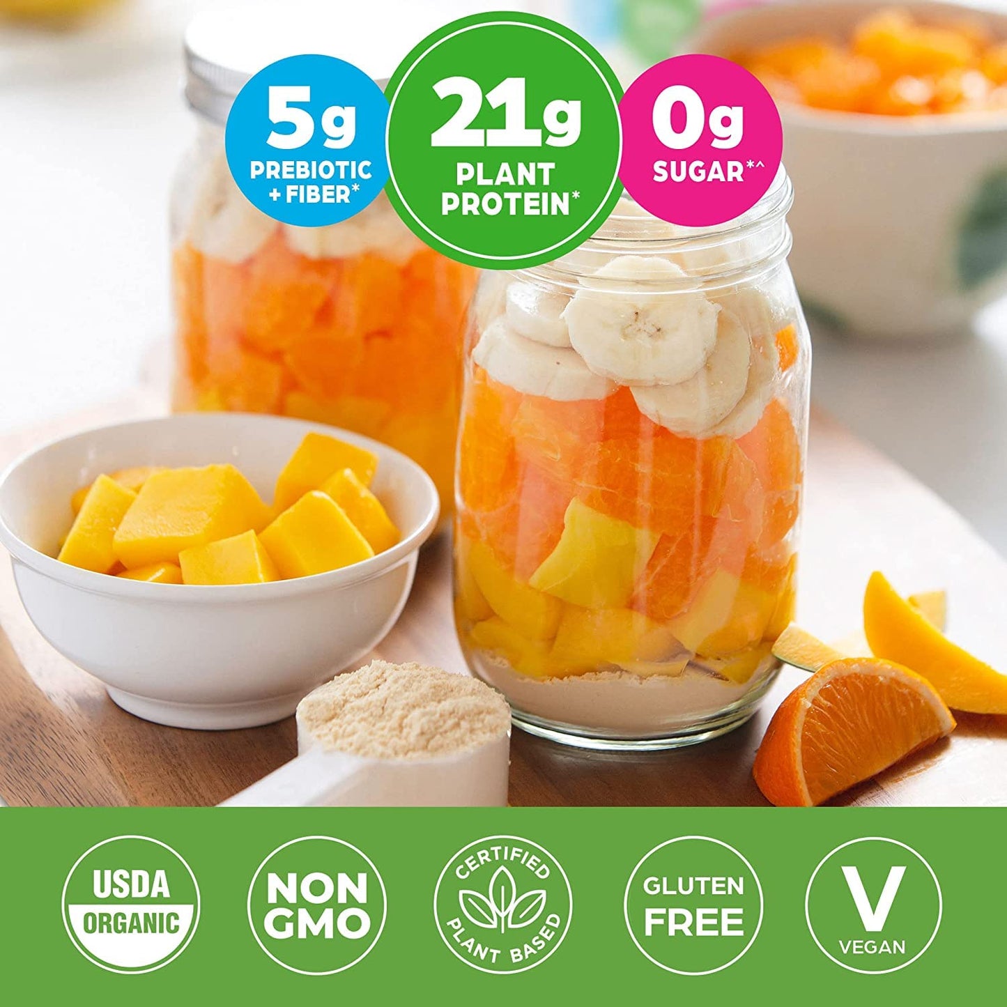 Orgain Organic Plant Based Protein Powder, Vanilla Bean, 2.74 lb