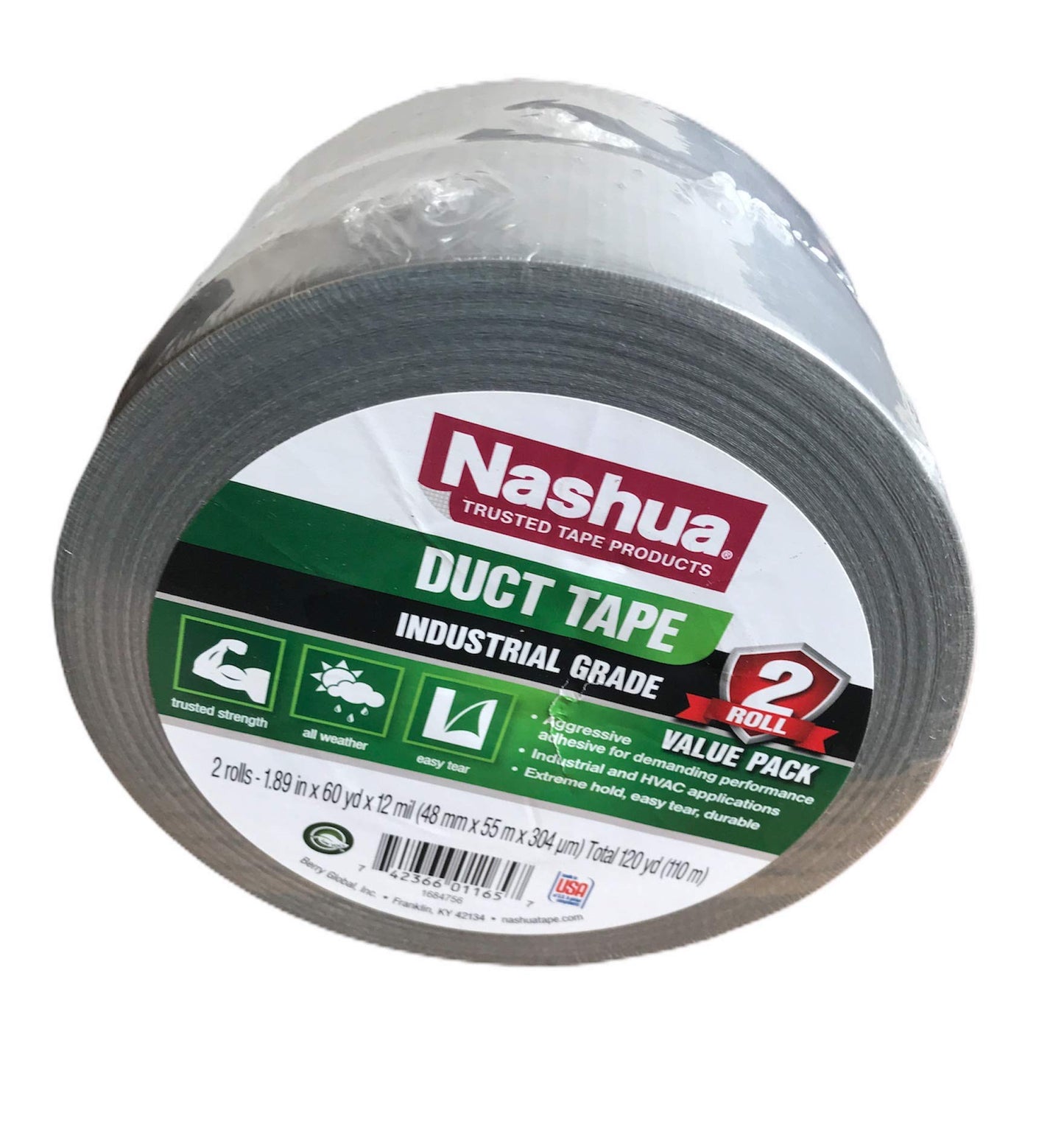 Nashua Duct Tape 12 Mil Thick 2" x60 Yard 2 Pack