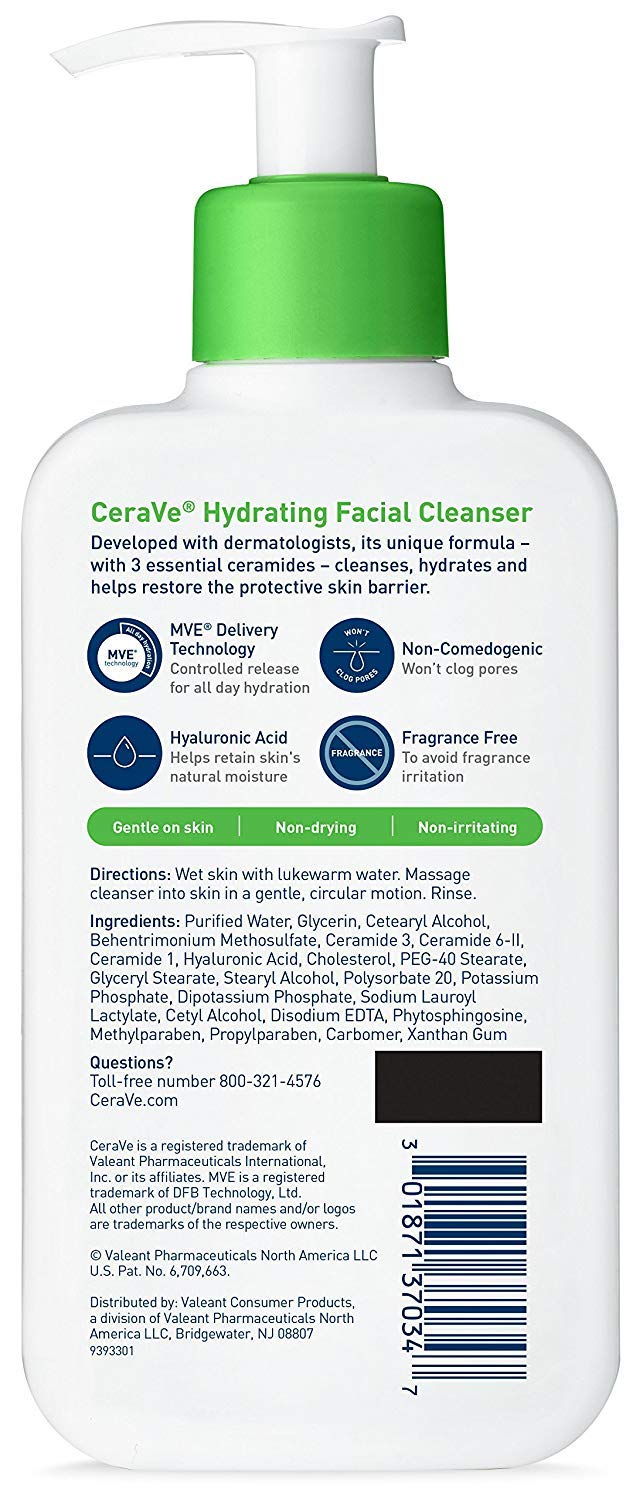 CeraVe Hydrating Cleanser - For Dry To Normal Skin - Net Wt. 8 FL OZ (237 mL) Per Bottle - Pack of 2 Bottles
