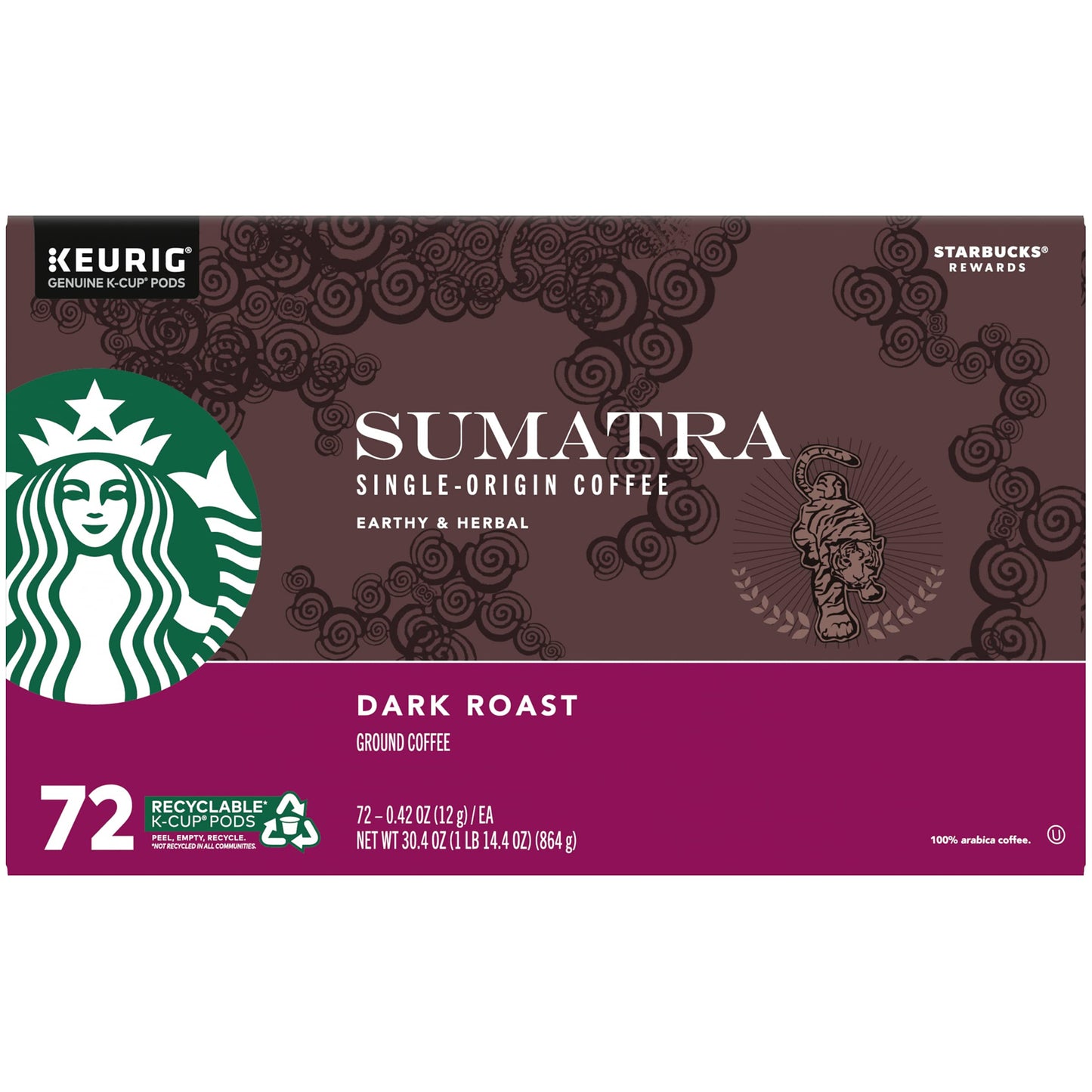 Starbucks 72 Count Sumatra Coffee, 0.41 Ounce