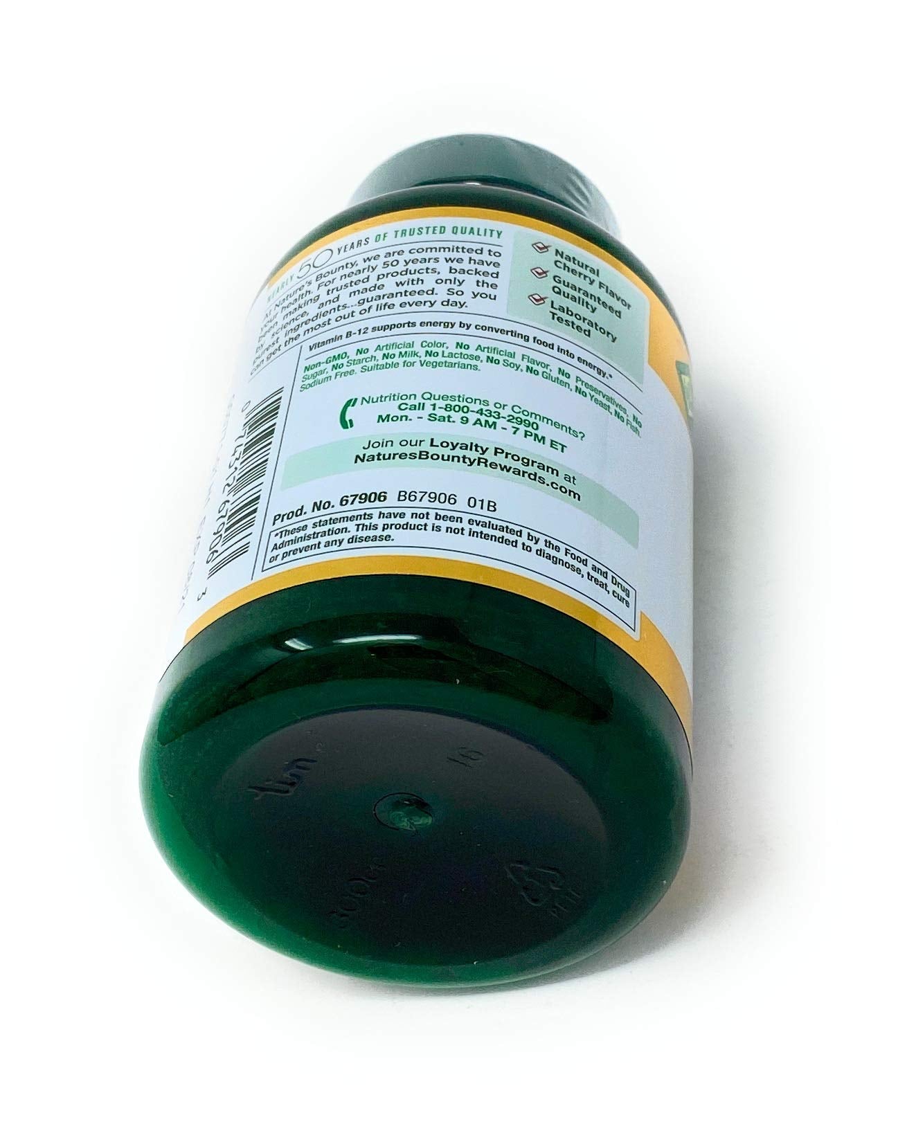 Nature's Bounty Quick Dissolve Fast Acting 2500 mcg Vitamin B-12 Methylcobalamin Natural Cherry Flavor (300 tablets)