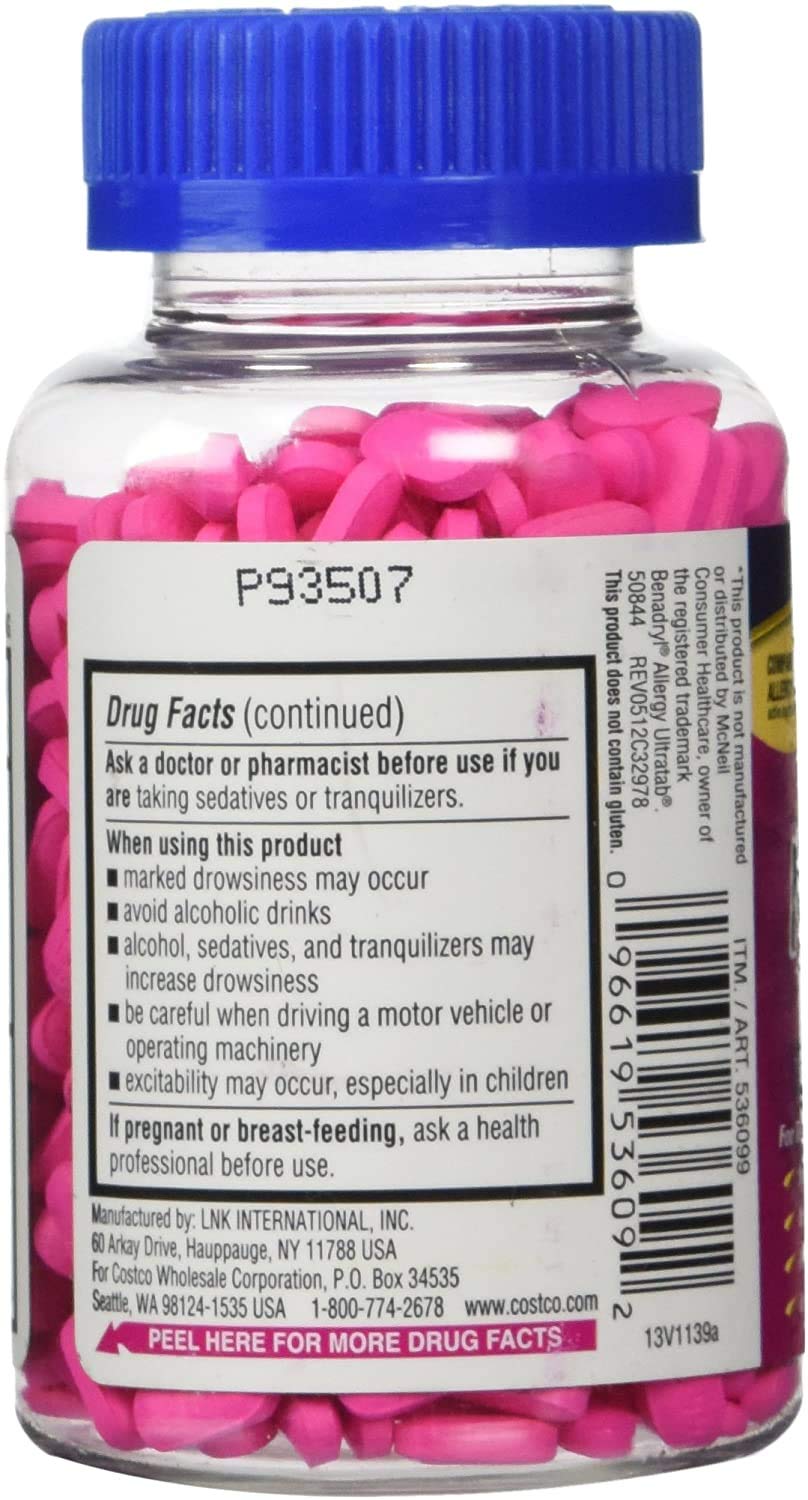 Kirkland Signature Allergy Medicine Diphenhydramine 25 Mg 600 Count (Pack of 2)