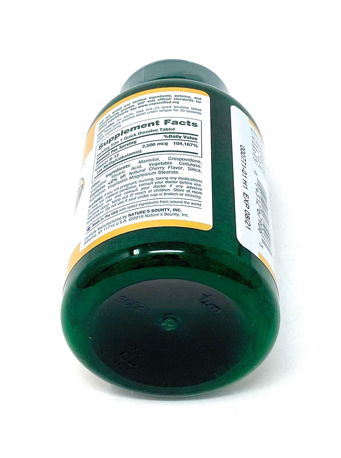 Nature's Bounty Quick Dissolve Fast Acting 2500 mcg Vitamin B-12 Methylcobalamin Natural Cherry Flavor (300 tablets)