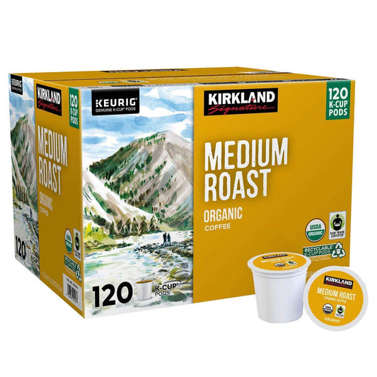 Kirkland Signature Organic Medium Blend Roast, Recyclable K Cup Pods, 3 lb, 120 Count