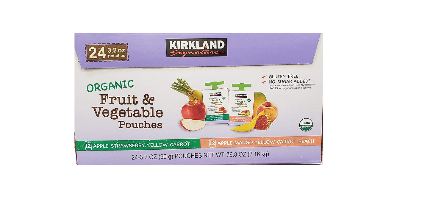 Kirkland Signature Organic Fruit & Vegetable Pouches (24/3.2 Oz Net Wt 76.8 Oz),