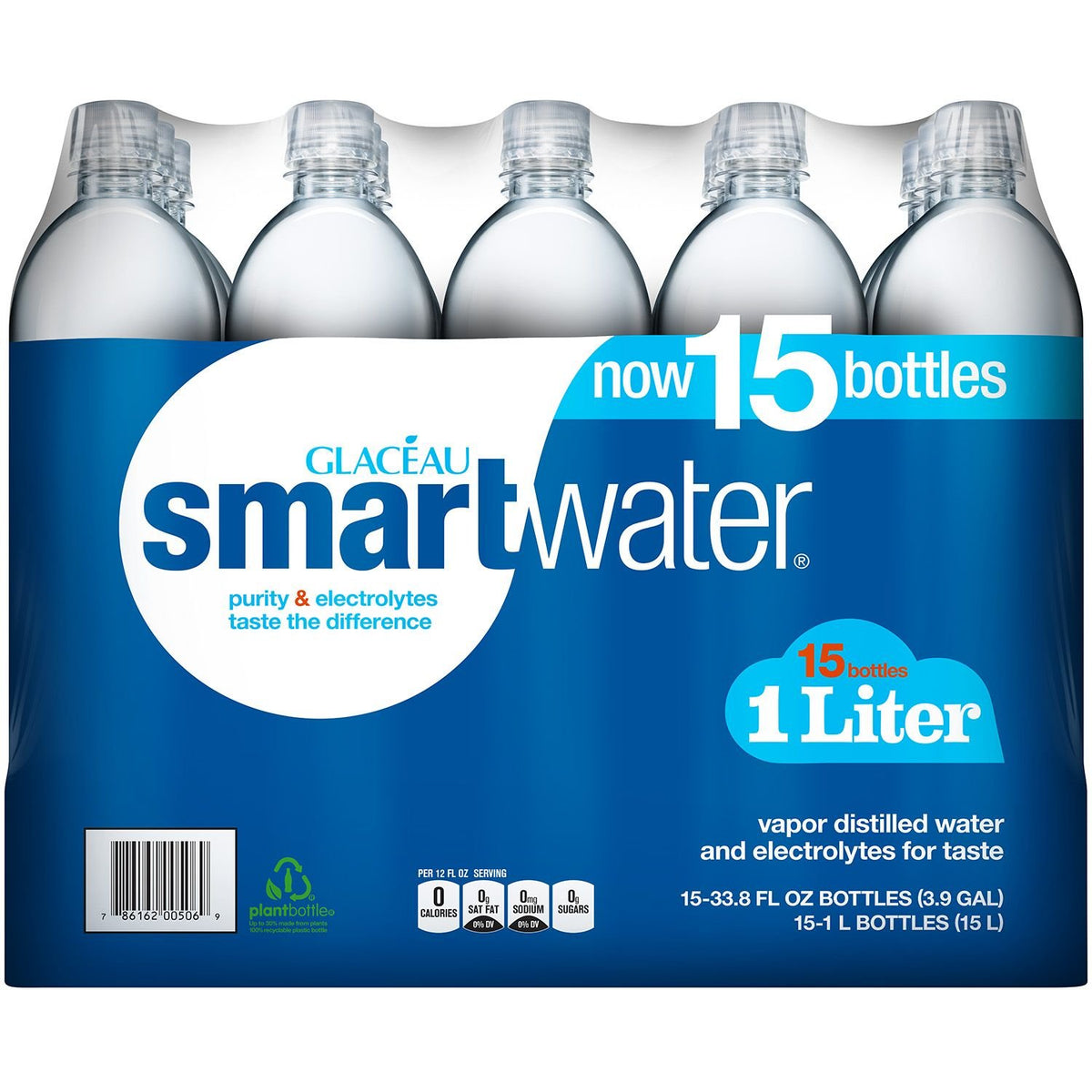 Smart Water Enhanced Water, Clear, (Pack of 15) 507 Fl Oz
