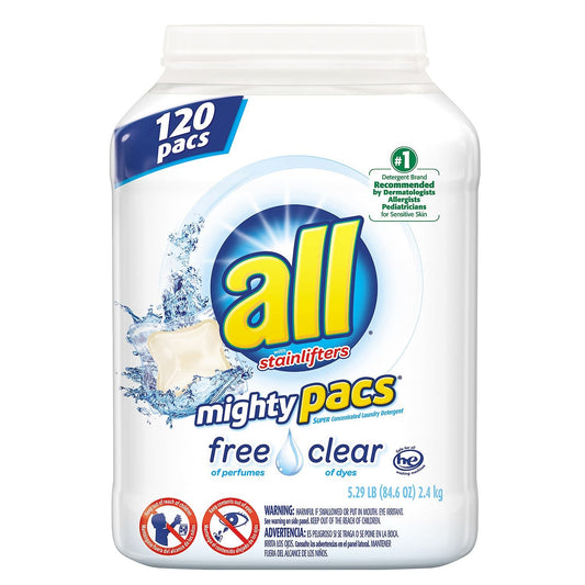 all Mighty Pacs Free & Clear Laundry Detergent (120 ct.) (pack of 2)