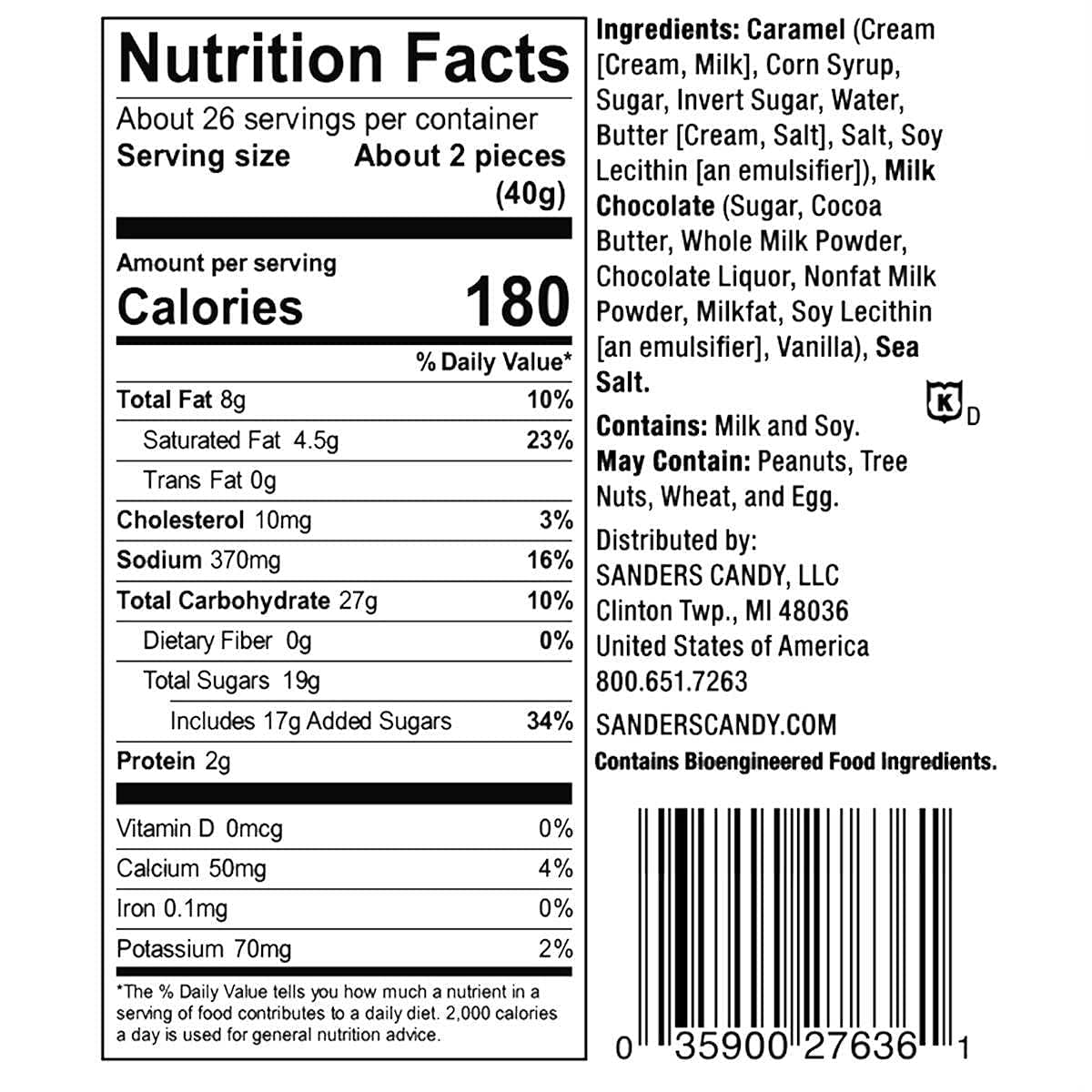 Just Grown Sanders Milk Chocolate Sea Salt Caramels - 36 Oz. (2 pack)