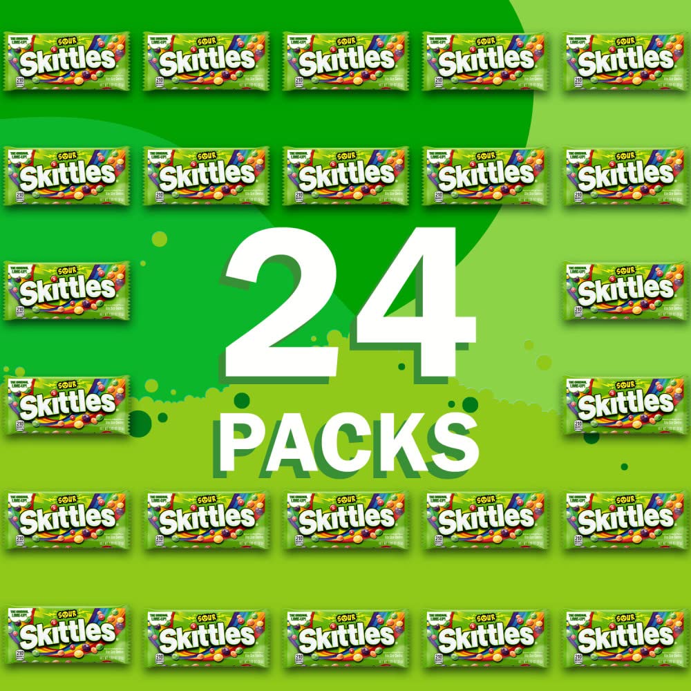 SKITTLES Sour Chewy Candy Bulk Pack, 1.8 oz (24 Full Size Packs)