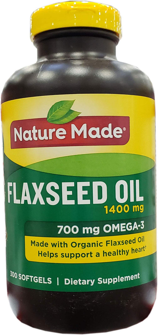 Nature Made Organic Flaxseed Oil 1,400 mg - Omega-3-6-9 for Heart Health - 300 Count (Pack of 1)