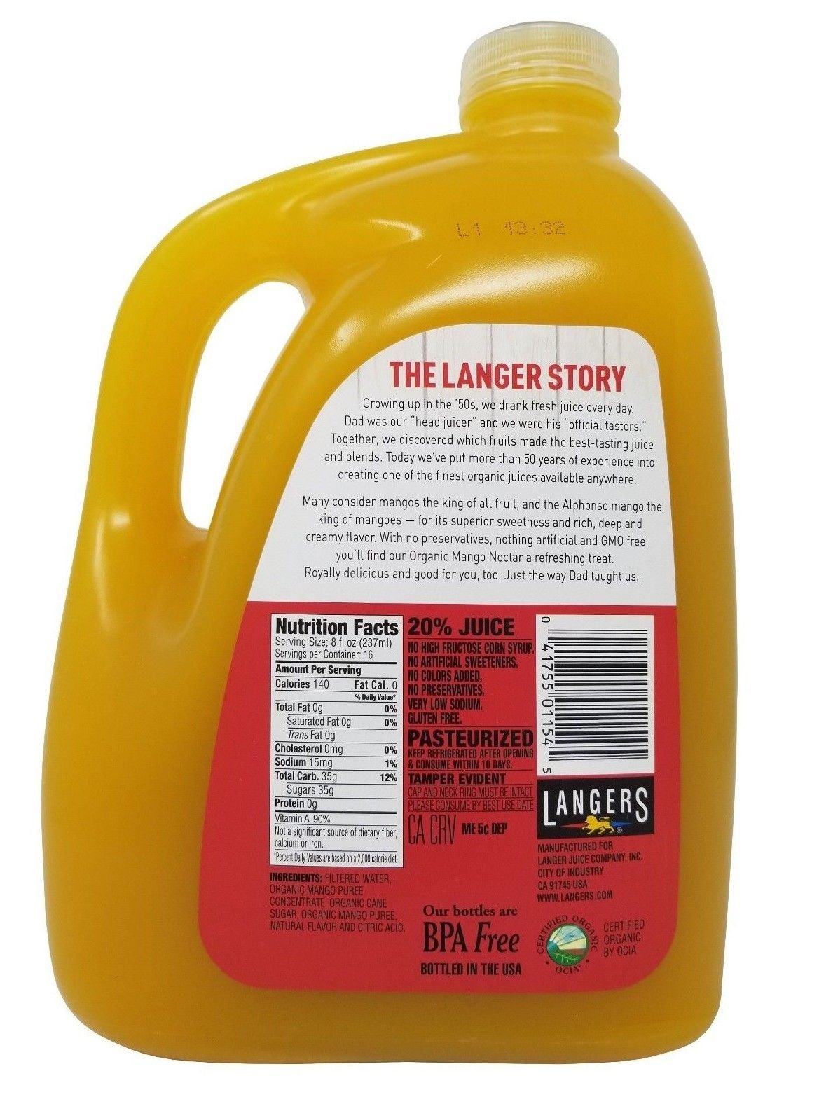 Langers Organic Mango Nectar (Net Wt 128 Fl Oz),, ()