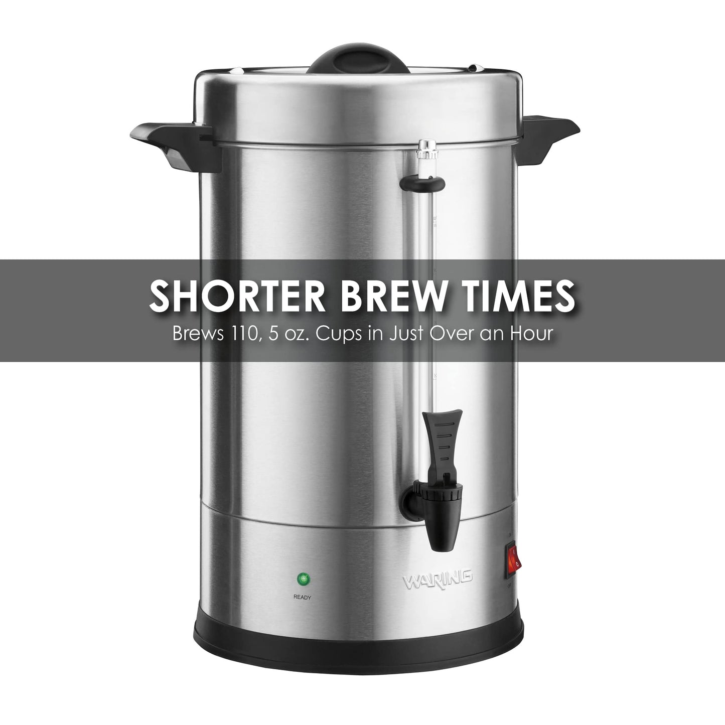 Waring Commercial WCU110 Coffee Urn, 110 Cup Capacity, Stainless Steel , 1500W, 120V, 5-15 Phase Plug