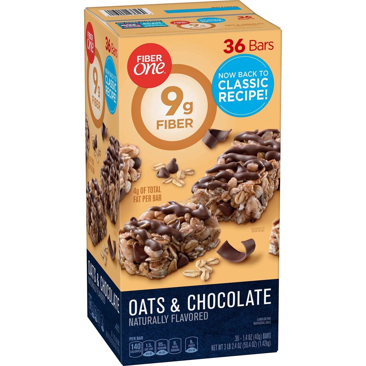 Fiber One Oats and Chocolate Chewy Bars - 20% More Chocolate Chips - 36 Bars