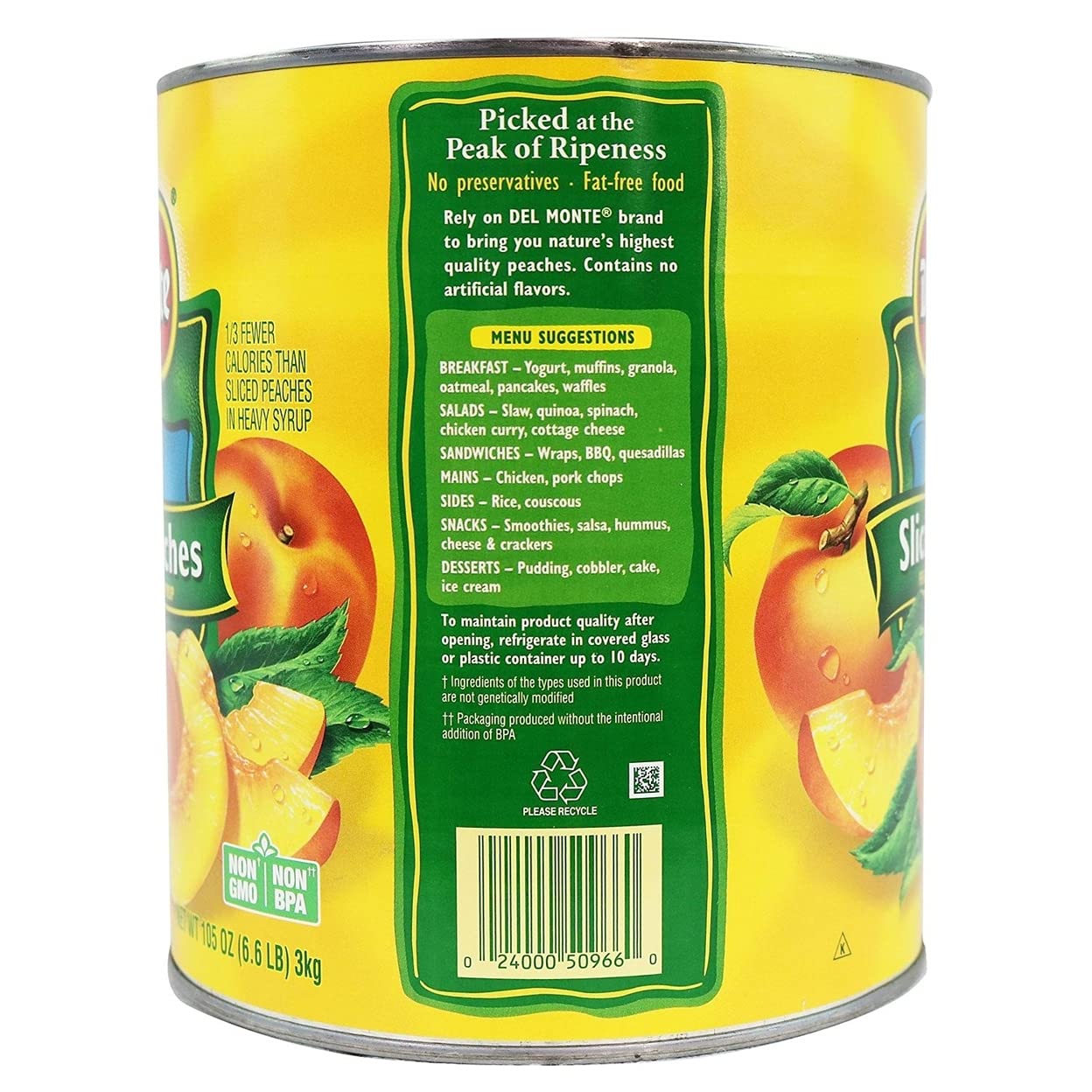 Del Monte Lite Sliced Peaches (105 oz.)