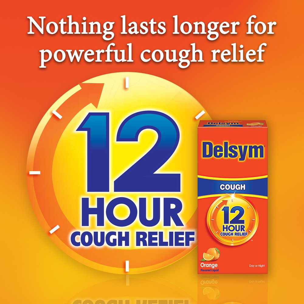 Delsym Adult Cough Suppressant Liquid, Orange Flavor, 5 Ounce (Pack of 2)