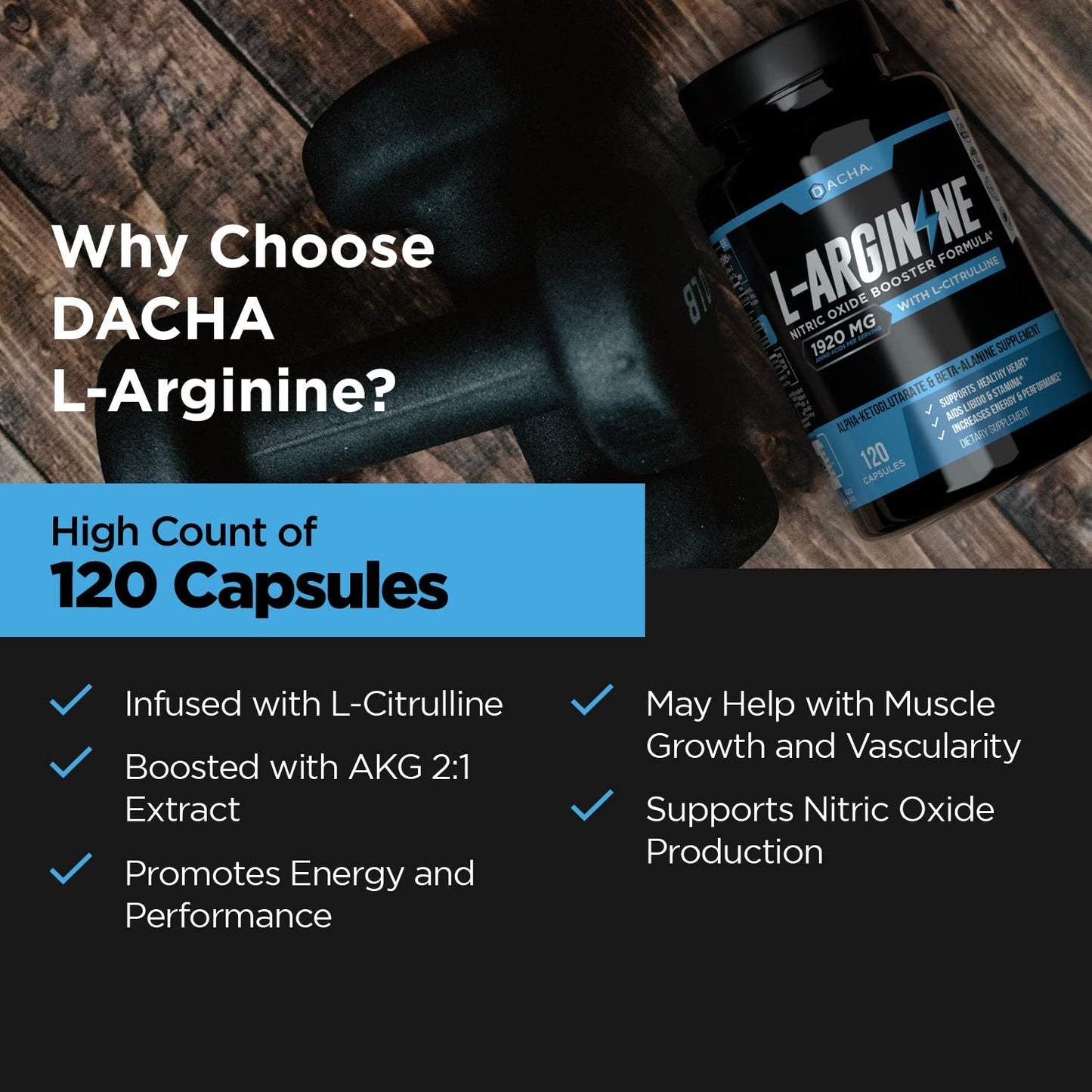 Premium L Arginine Pills 1920 MG - 120 VCAPS AAKG Nitric Oxide Precursor, L-Citrulline HCL, Beta Alanine, Essential Amino Acids for Energy, Muscle Growth, Heart Health, Vascularity & Stamina
