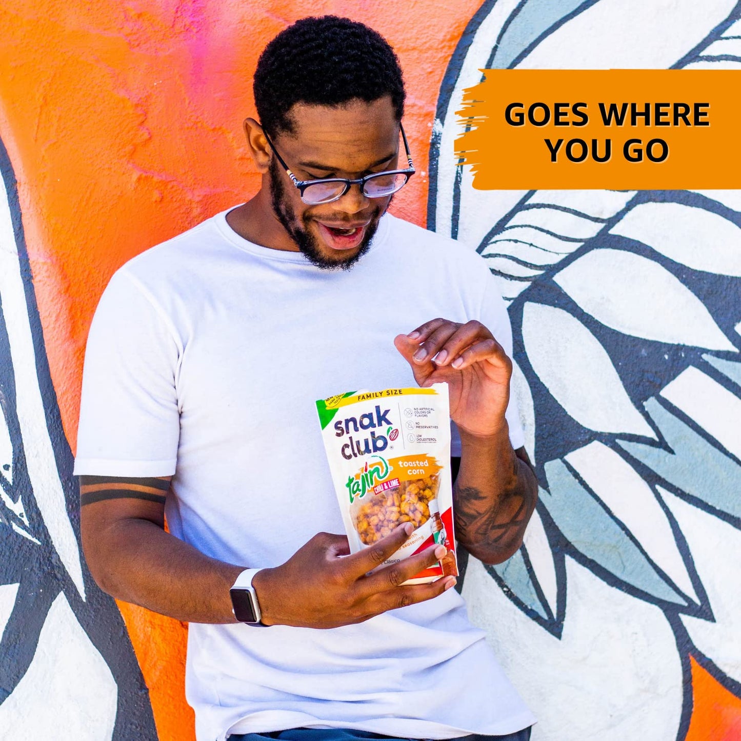 Snak Club Toasted Corn, Tajin Cl�sico Chili & Lime Flavor, Crunchy, Flavorful Low-Cholesterol Individual Snacks, 2.5oz (Pack of 12)