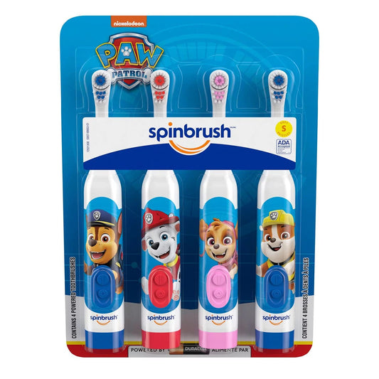 Spinbrush Kids PAW Patrol Kid�s Electric Battery Powered Toothbrush with Soft Bristles (4 Pack)