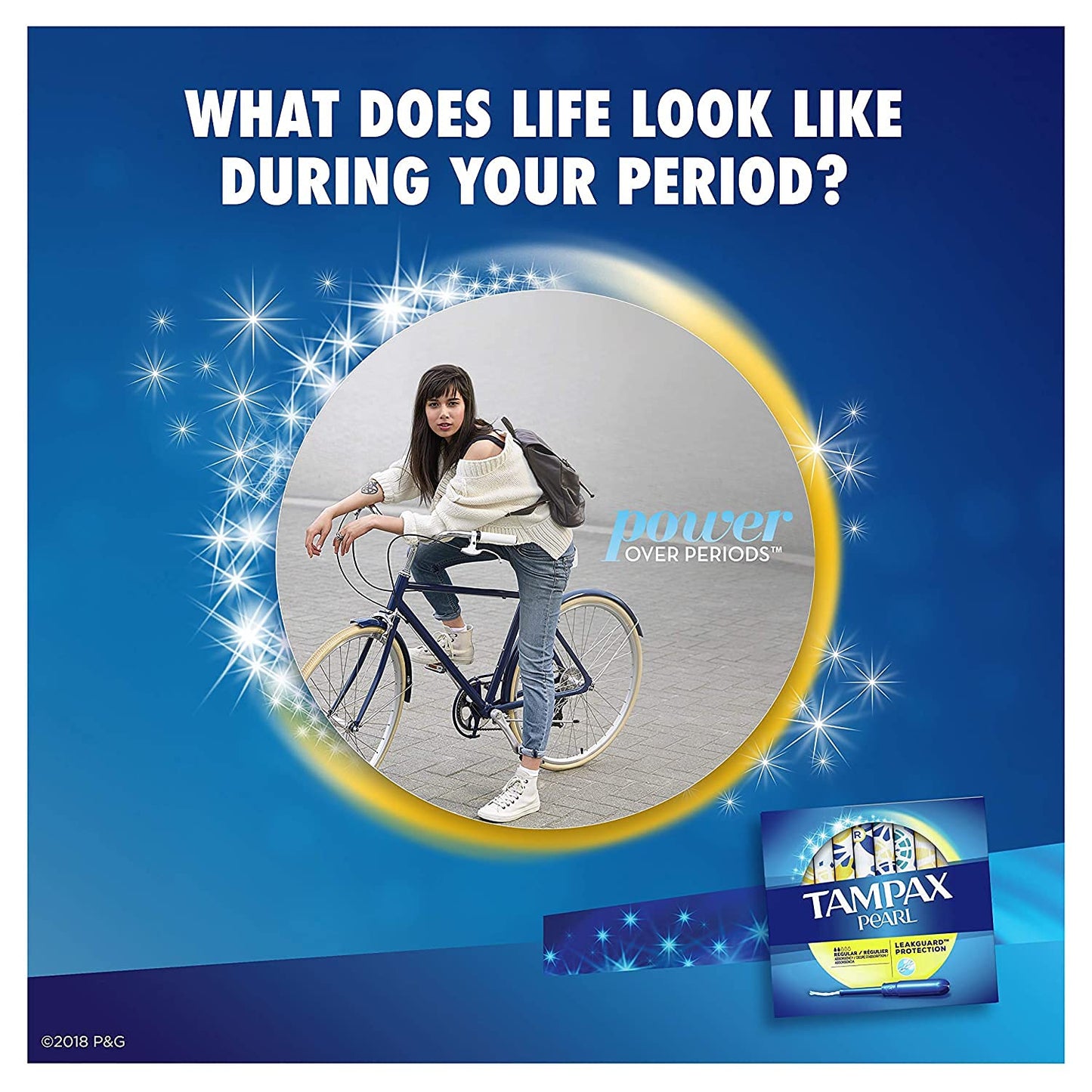 Tampax Pearl Plastic, Antigravity LeakGuard Braid, Regular Absorbency Unscented Tampons, 96 Count