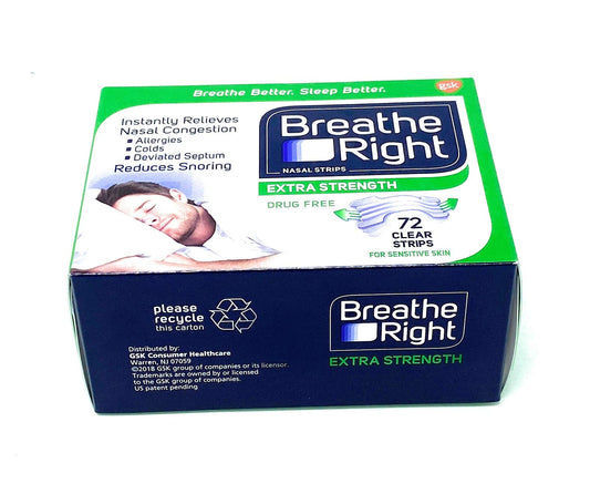 Breathe Right Nasal Strips, Extra Clear for Sensitive Skin, 72 Clear Strips