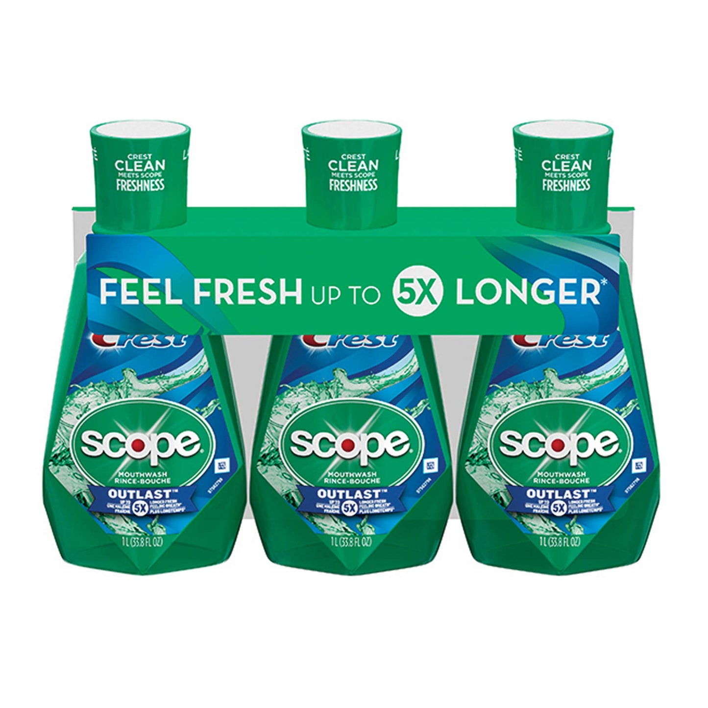 Crest Scope Outlast Mint Mouthwash 33.8 Fl Oz, 3 pk./1L