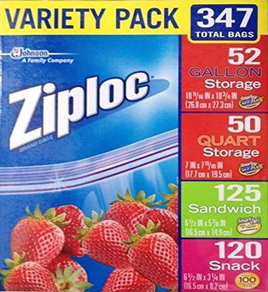 Ziploc 347 Variety Total Bags, 347 Pack, Piece Assortment, clear