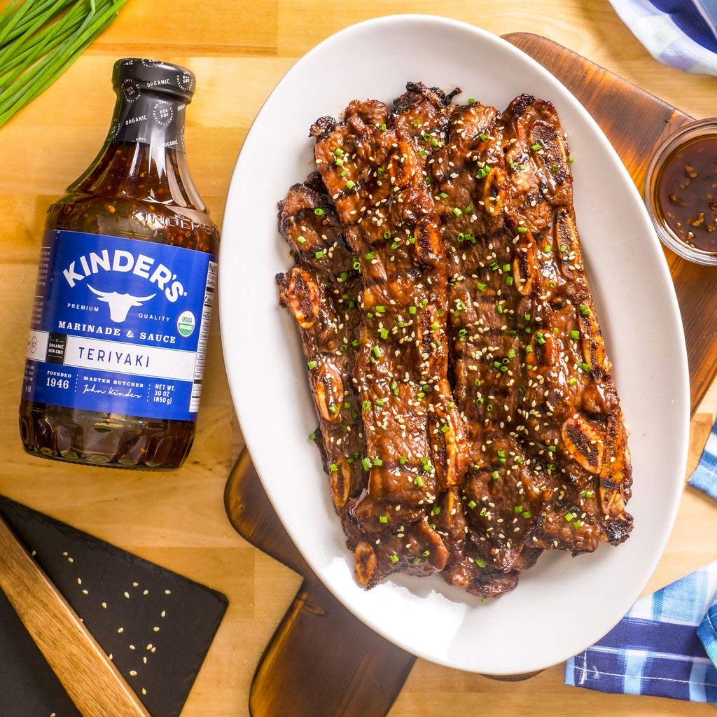 Kinder's Organic Teriyaki Marinade & Dipping Sauce Premium Quality 2 Glass Bottles 30 oz. (850g) each.