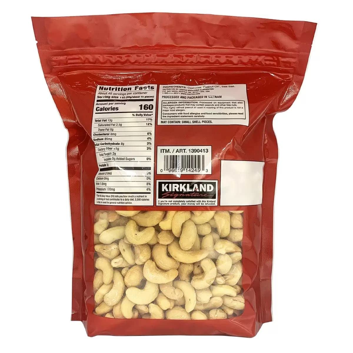 KIRKLAND SIGNATURE ORGANIC CASHEWS 1.13KG