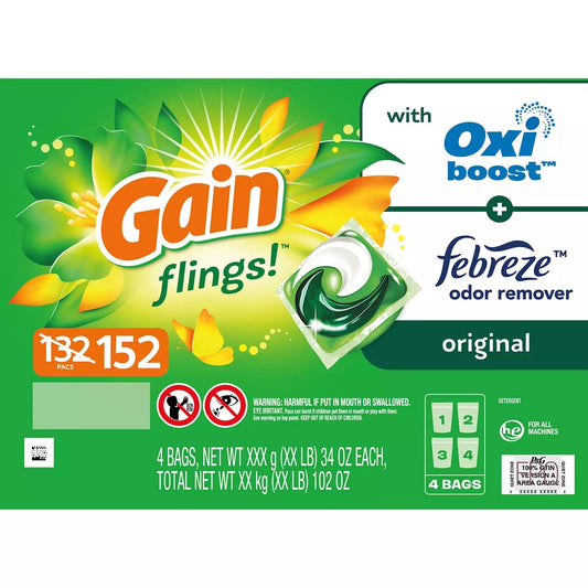 Gain Flings! Liquid Laundry Detergent Pacs (152 ct.) (Blissful Breeze Scent)