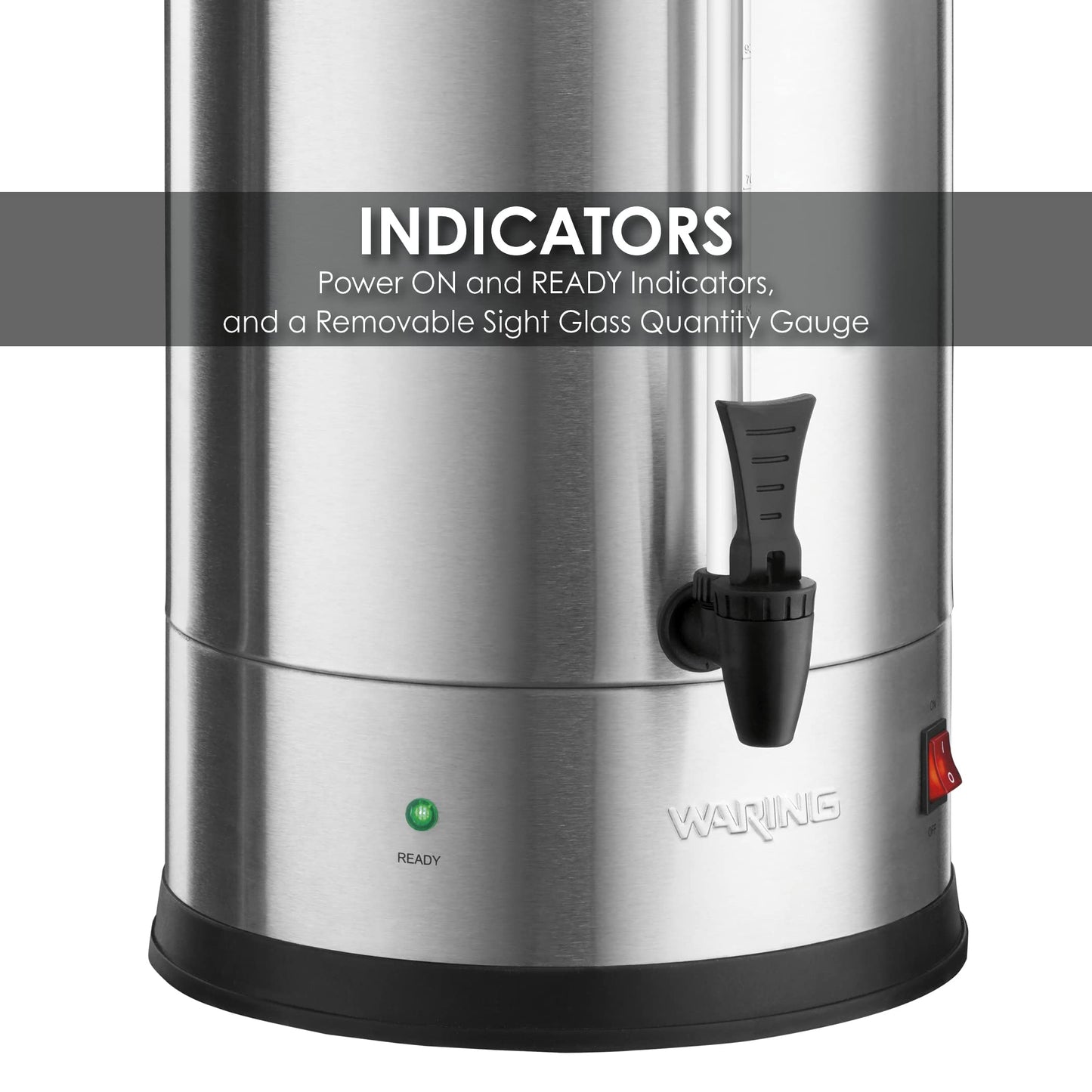 Waring Commercial WCU110 Coffee Urn, 110 Cup Capacity, Stainless Steel , 1500W, 120V, 5-15 Phase Plug