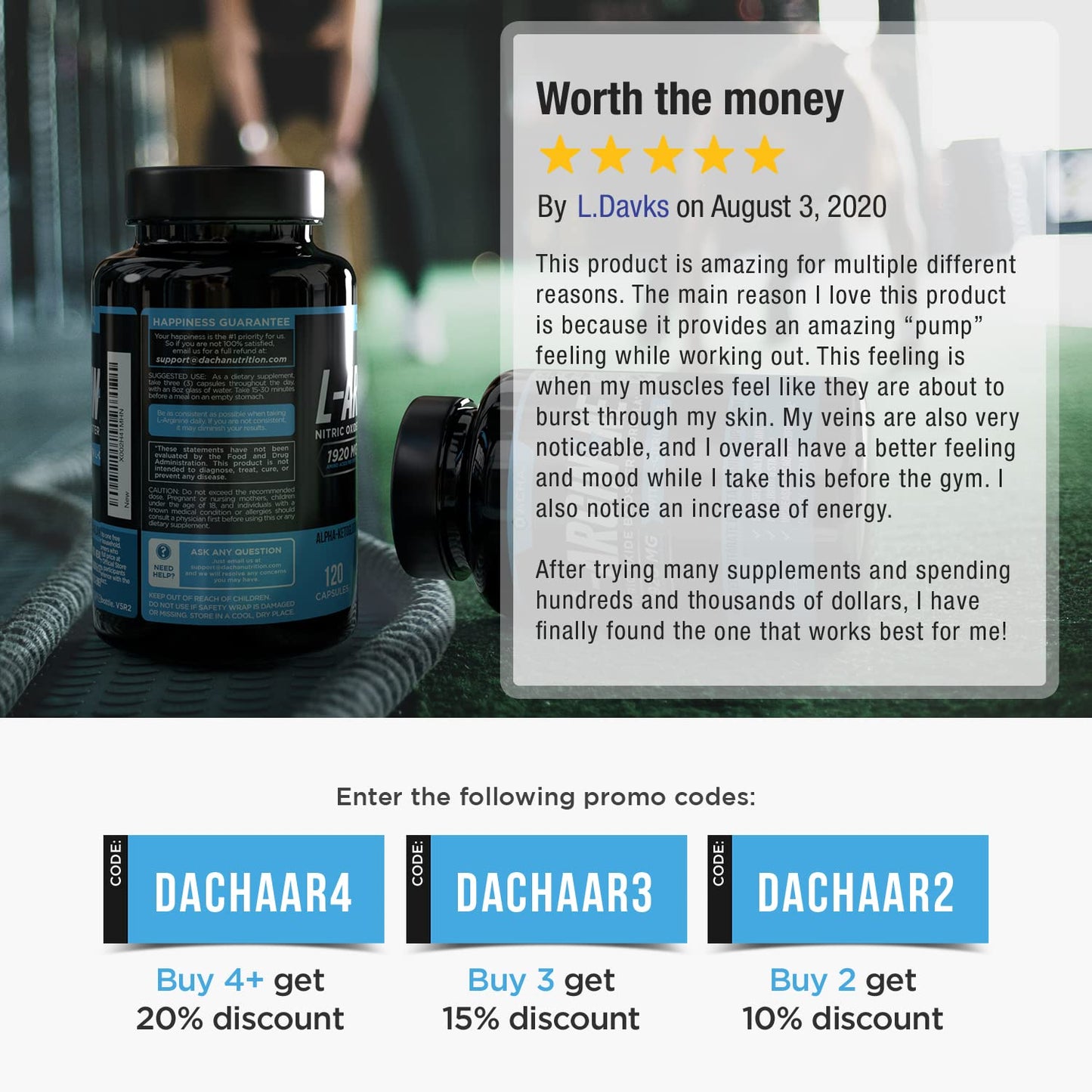 Premium L Arginine Pills 1920 MG - 120 VCAPS AAKG Nitric Oxide Precursor, L-Citrulline HCL, Beta Alanine, Essential Amino Acids for Energy, Muscle Growth, Heart Health, Vascularity & Stamina