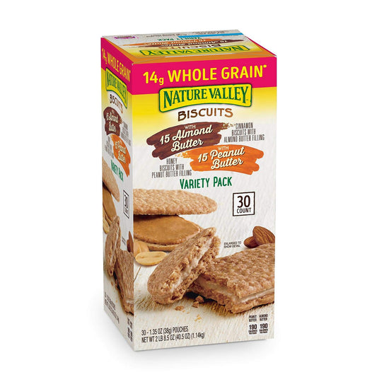 Nature Valley Biscuit Variety Pack (30 x 1.35 Oz), 40.5 Ounce, 30 Count (Pack of 1)