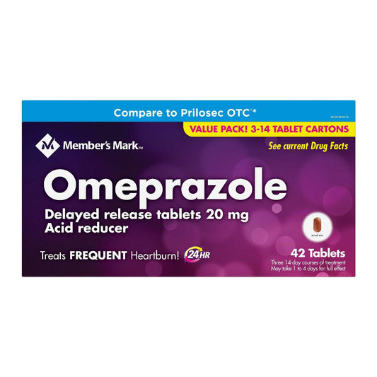 Member's Mark Omeprazole Acid Reducer 3-14 Tablet Cartons for a Total of 42 Tablets by Simply Right