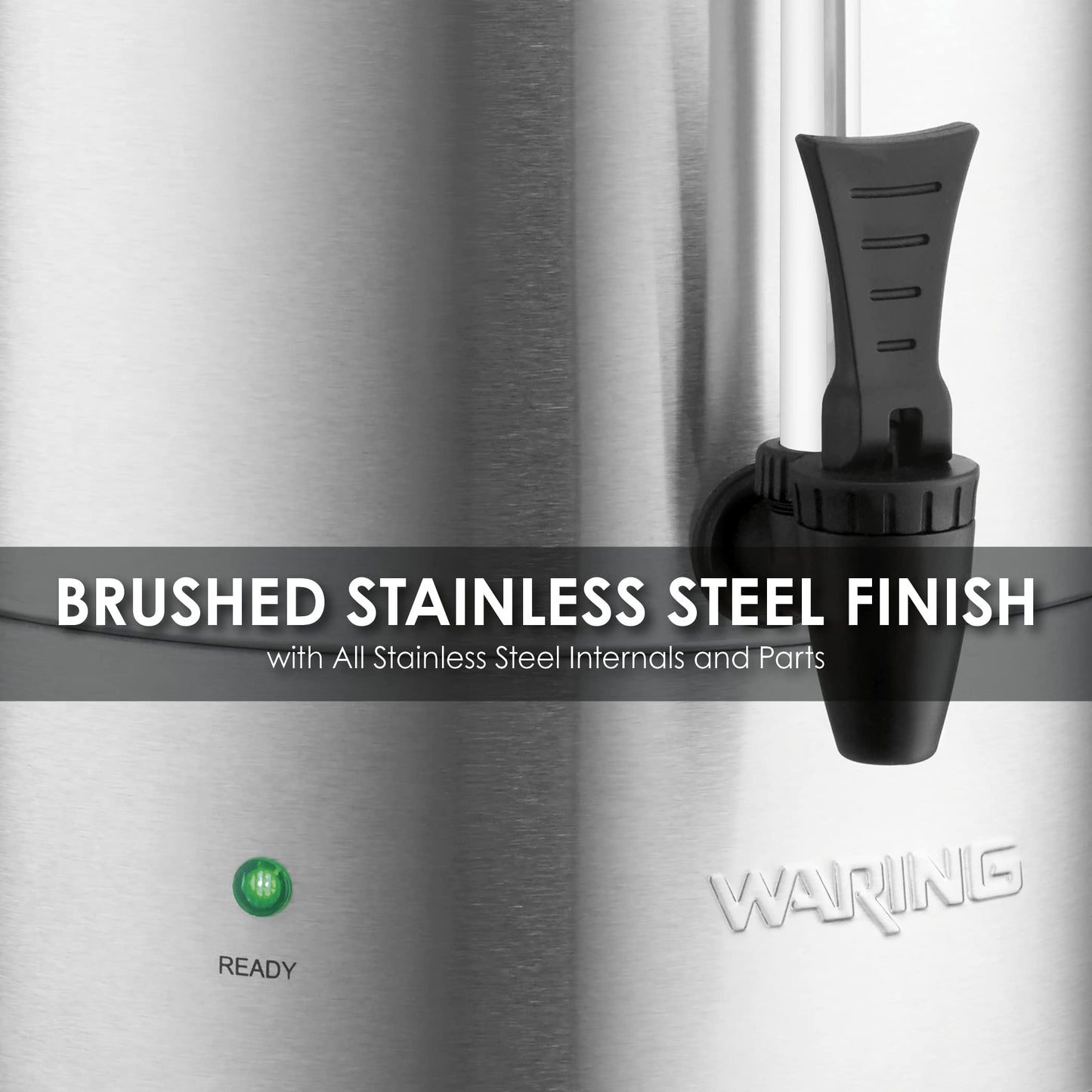 Waring Commercial WCU110 Coffee Urn, 110 Cup Capacity, Stainless Steel , 1500W, 120V, 5-15 Phase Plug