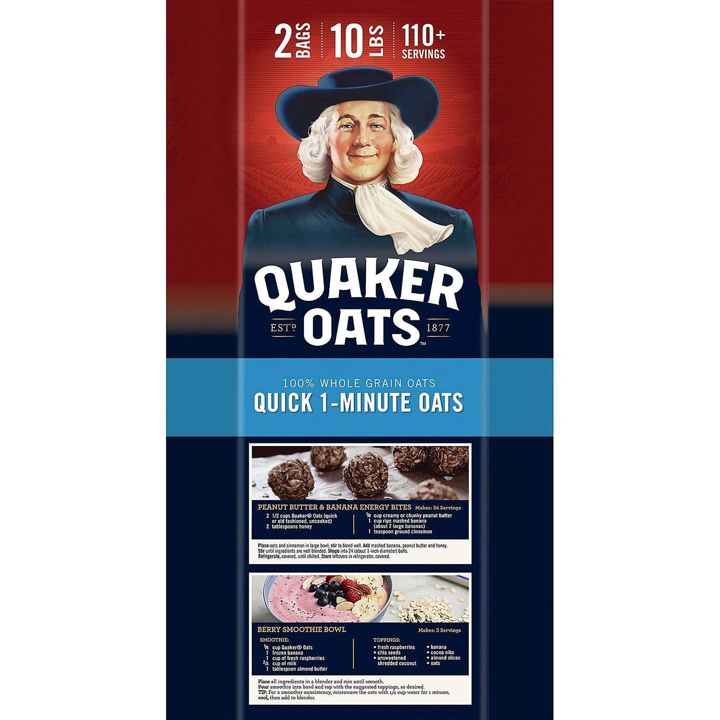 Quaker Oats 100% Whole Grain Quick 1-Minute Oatmeal Instant Oatmeal - 10 Pounds - Pack of 3